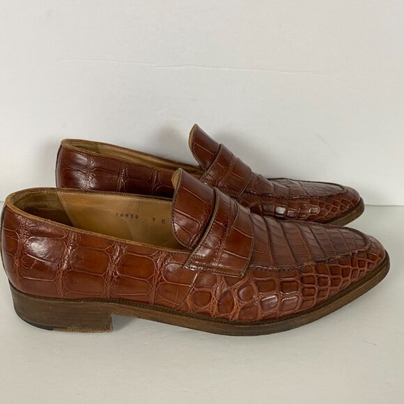 Gravati for Wilkes and Bashford Shoes Mens 9 M Brown Crocodile Wilson Dean Italy - Picture 2 of 16